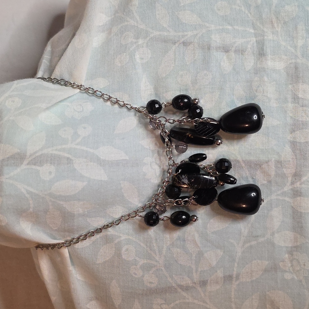 Elegant Silver and Black Necklace [2/$10]